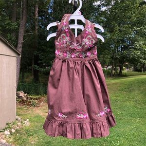 Adorable Halter brown floral dress!  2T